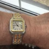 Montre unisexe vintage Panthère de Cartier 27 mm en acier et or à deux rangs, avec boîte et papiers