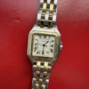 Montre unisexe vintage Panthère de Cartier 27 mm en acier et or à deux rangs, avec boîte et papiers
